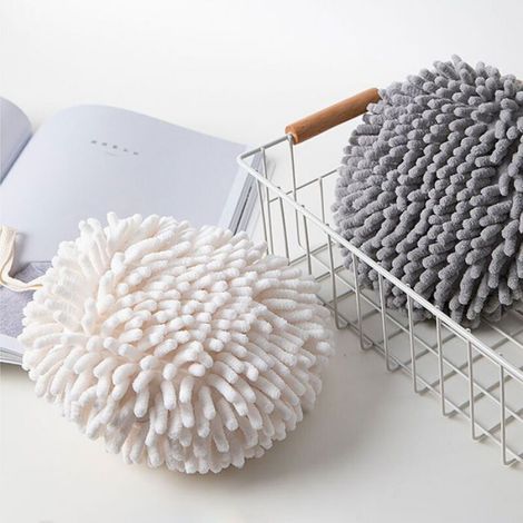 Essuie-mains - Microfibre Chenille Absorbant Séchage Rapide avec Anneau de Suspension - Cuisine Salle de Bain Toilette - 2 Pièces (1/4)
