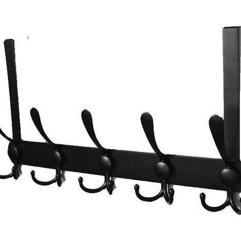 Türhänger-Garderobe, Türhaken aus Edelstahl, Hängender Türhaken für Schlafzimmer-, Badezimmer- und Küchentüren (Schwarz, 15 Haken, 4,5 cm) (1/4)