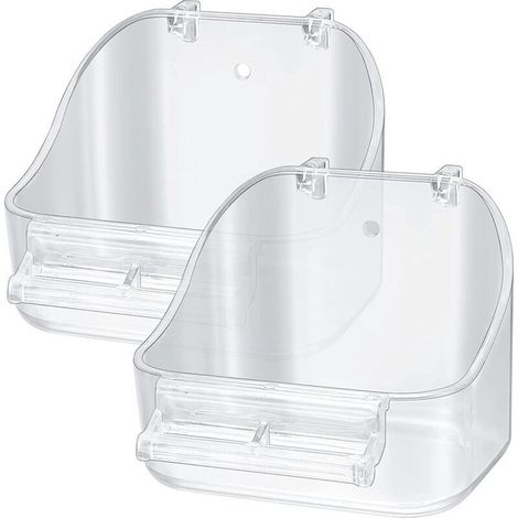 Baño colgante para pájaros: juego de 2 bandejas de baño de acero inoxidable con gancho, ideales para loros, gorriones y pájaros pequeños.