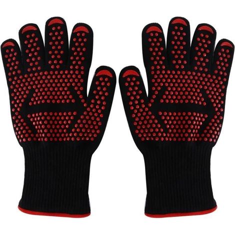gants de cuisson Mitaines de four 500°C Gant Barbecue,Gants de cuisine anti chaleur resistant en silicone pour barbecue,grillade (1/4)