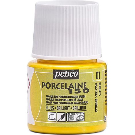 Peinture porcelaine - Pébéo - 150 Brillant Citrine N°01 - Flacon 45ml - Couleur Jaune - Brillance élevée (1/4)