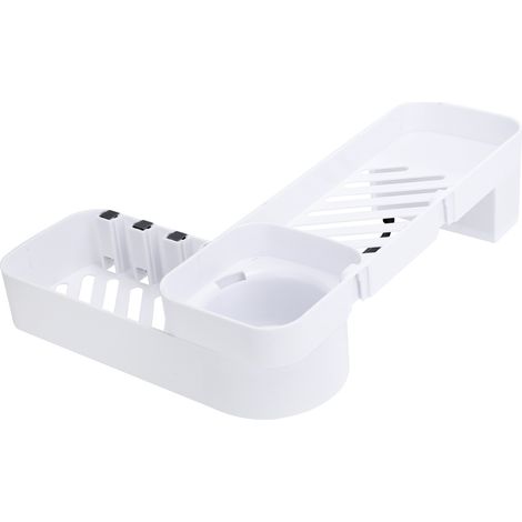 Étagère d'angle de douche sans perçage, fixation murale, porte-serviettes avec crochet (blanc et noir)