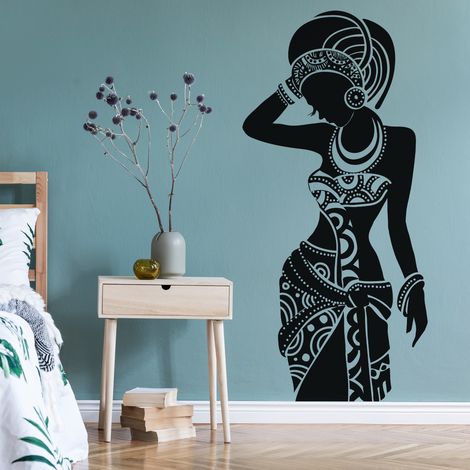 Sticker Mural - Femme africaine - 177x374 cm - Noir (1/3)