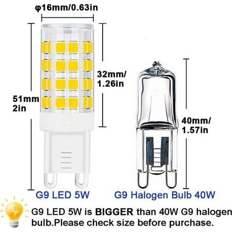Lot de 10 Projecteur LED, ampoule LED G9, 5 W blanc chaud blanc froid, ampoules LED à économie d'énergie, ampoule halogène de rechange, AC 220 V non dimmable (1/4)