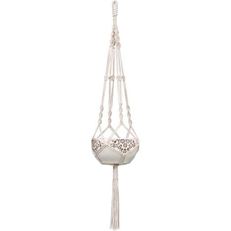 Pot De Fleur Corde Plante Cintre Macramé Jardinière Suspendue Plante Cintre Coton Pot De Fleur Suspendu Décoration Jardin Chambre Porte-Plante 105 Cm (1/5)