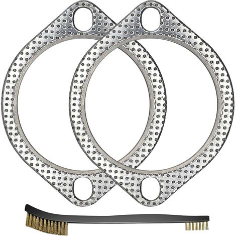 Lot de 2 joints d'échappement 89 mm - 2 boulons pour collecteur de pot d'échappement - Graphite - Avec bague de feu (1/5)
