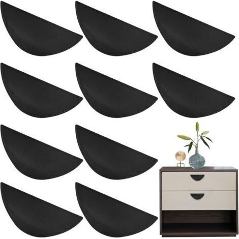 10 Pièces Poignées Adhésives Tiroir, Poignée de Porte en Plastique Autocollante, Collant Bouton de Meubles Auto-Adhésif, Pas De Poinçonnage Tirer pour Fenêtres Armoires Cuisine Commode (Noir) (1/5)