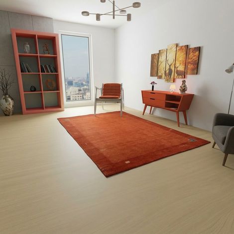 Tapis Gabbeh indien Tapis Barossa - Tapis en laine - 300x200cm, Rectangular - 100% Laine vierge - Tissé main - Rouge
