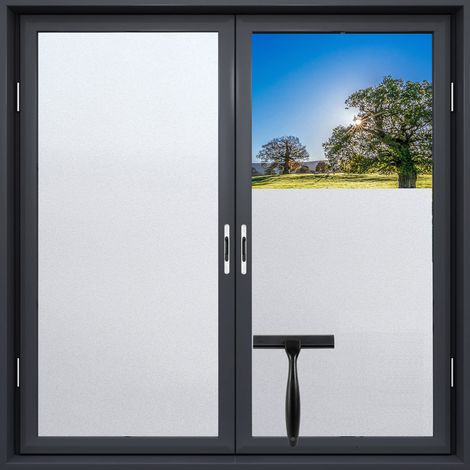 Film pour vitres dépolies avec outils, film d'intimité réutilisable, kit de film solaire antistatique avec protection UV pour la maison, la salle de bain et le bureau. (Pure 44,5 cm x 200 cm) (1/5)