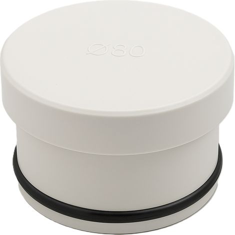 Tappo terminale Ø80 per canali fumo a condensazione in pp bianco con guarnizione epdm flue stabile pabsd u1 d80