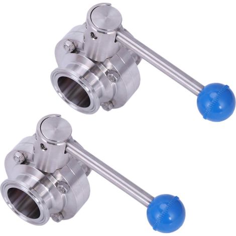 vannes de régulation de débit papillon 1,5 pouce (38 mm) en acier inoxydable SuS304, à bride Tri Clamp, pour le brassage amateur et l'industrie laitière. (1/5)