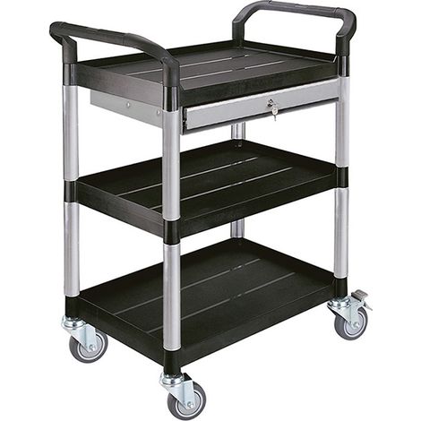 Servierwagen aus PP und Aluminium - 3 Platten - 1 Schublade - 600 x 400 mm - S2T