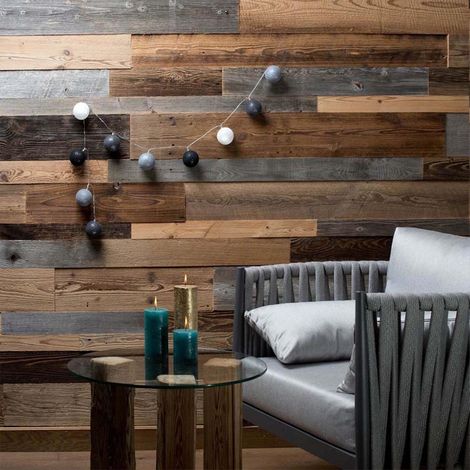Woodwall – Panneau décoratif mural en bois recyclé – Mur en bois vieilli – 0,8m² – Installation facile avec colle WallArt