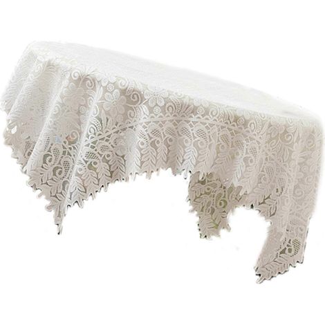 Nappe en dentelle à motif délicat, idéale pour la décoration intérieure et l'entretien du mobilier. Dimensions : 90 x 90 cm. (1/5)