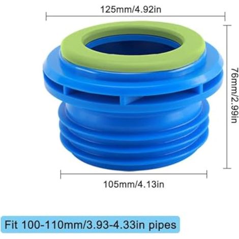 Bride de toilette, réglable pour tuyauterie de 100 à 110 mm, joint universel pour toilette, joint de soupape de chasse d'eau étanche en caoutchouc, raccord de sortie (1/5)