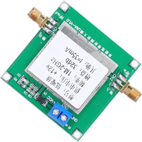Module LNA à large bande RF, gain de 32 dB, faible bruit, 12 V CC, 35 mA, 1 MHz à 2 GHz, dissipation thermique (1/5)