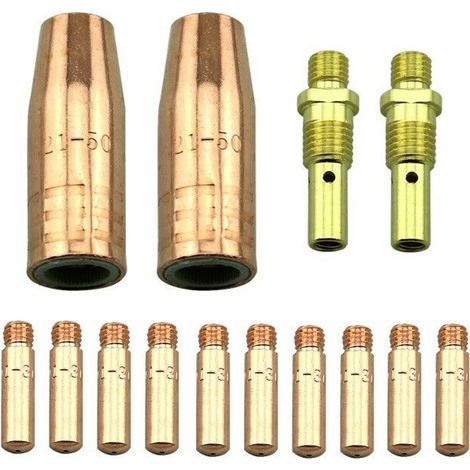Kit 14 Pièces Pour Soudeur MIG - 10 Embouts Contact 0,035 Pouce, 2 Buses, 2 Diffuseurs Pour Torche Compatible Lincoln (1/5)