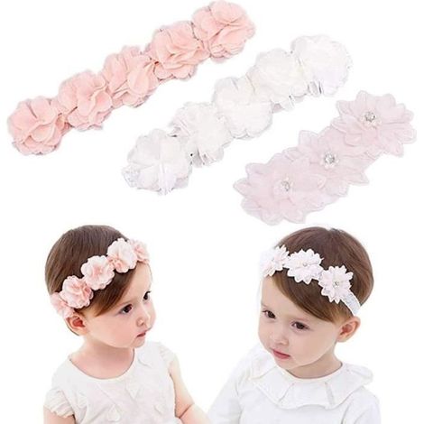 Bandeaux Bébé - Lot de 3 - Tissu doux - Confortable - Universel 1 mois à 6 ans - Élégant