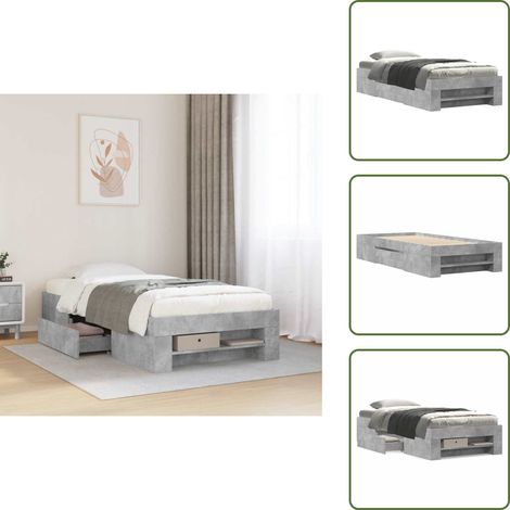 Bettgestell Betongrau 100x200 cm Holzwerkstoff - Bettgestell - Bettgestelle - Bettrahmen - Bett (1/5)