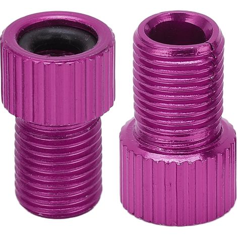 2 pièces adaptateur valve vélo Presta vers Schrader, résistant à l'usure, pour pompe VTT, violet (1/5)