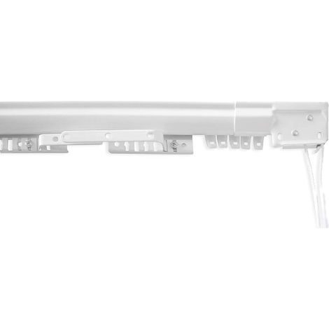 Tringle a' rideau extensible EASY 2 en acier peint en blanc longueur 71 - 122 cm verrouillage centralise' avec supports