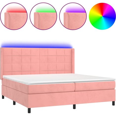 Maison Exclusive - Sommier à lattes de lit matelas et LED Rose 200x200 cm Velours (1/5)