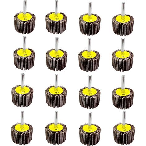Lot de 20 pièces Roue Abrasive  30X25x6mm Grain 80 Disque a lamelle pour Brosse Poncage Perceuse Accessoires Polissage Bois Metal