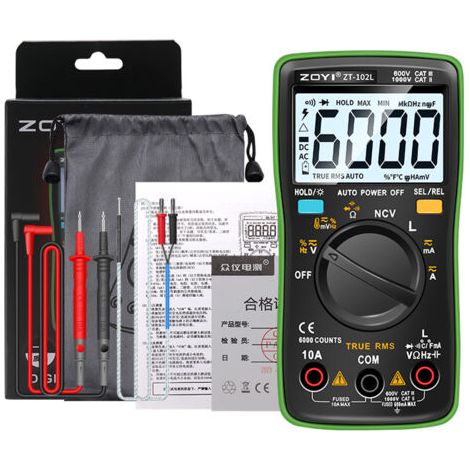 Pair - Multimètre numérique LCD rétroéclairé, portable, professionnel, 6000 points, True RMS, courant, tension, capacité, résistance, inductance, fréquence, cycle de service, testeur de diodes, mesure (1/5)