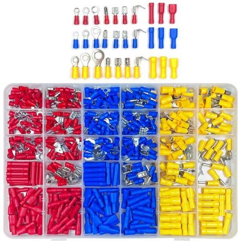480 pièces 30 types cosses electriques a sertir, connecteurs à sertir avec douilles isolantes, avec coffret d'assortiment (1/5)