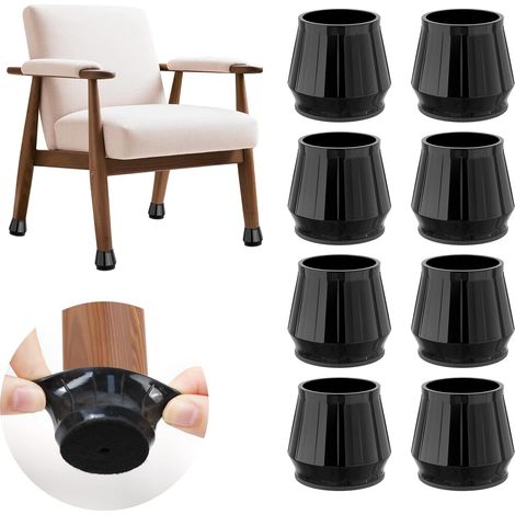 24 Pièces - Patin Chaise - Protection Pied - Silicone Et Feutre - Réduction Bruit Et Anti-Rayures - Pour Sol Bois Et Carrelage - Noir - 35-45mm