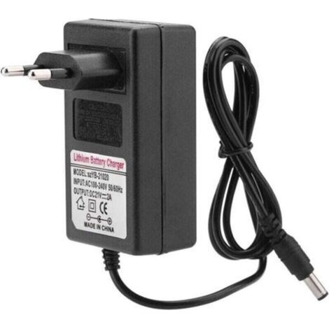 Adaptateur d'alimentation de charge sûre AC 100-240V DC 21V 2A pour batterie lithium-ion, prise EU, remplacement (1/5)