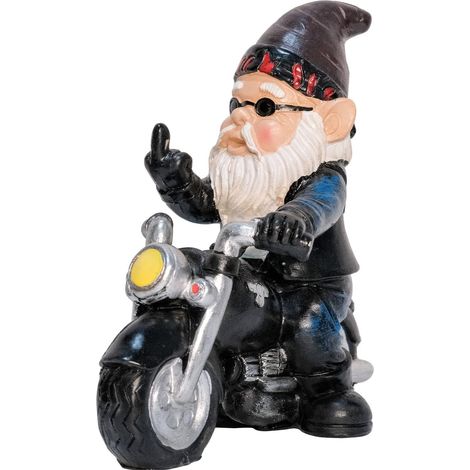 Motorradzwerg, 13,3 cm x 13 cm, Gartenzwerg, wasserdicht, Sonnenschutz, Gartendeko, Zwerg für den Garten, Terrassendekoration, Balkondekoration