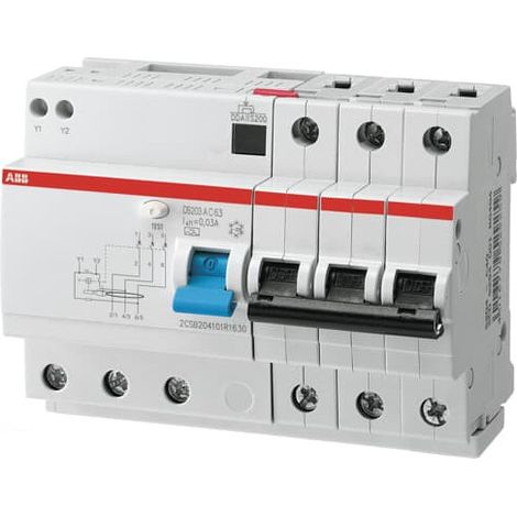 DS204 Disjoncteur Différentiel 4P 6A courbe C 10000A/15kA 30mA Type A 2CSR273101R1064 ABB L284950