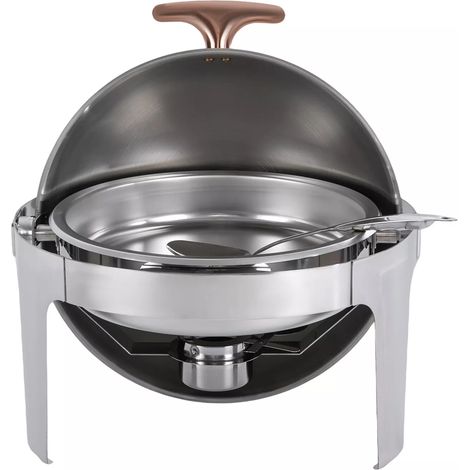Catering réchaud chauffe-plats Ronds En Acier Inoxydable De 1,58Gal Avec Couvercle En Verre Pour Le Divertissement Et Les Repas (1/5)