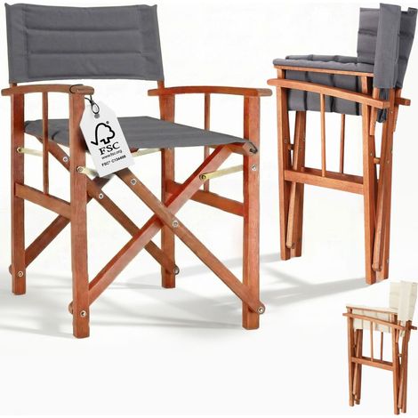 CASARIA® Premium Regiestuhl aus FSC®-zertifiziertem Eukalyptusholz – Gepolsterter Klappstuhl mit Armlehnen, waschbarem Bezug & extra Sitzkomfort, bis 160 kg belastbar  Anthrazit, 1