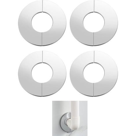 Lot de 4 Rosaces Tuyau Acier Inoxydable 43mm Motif Divisé Auto-adhésif Salle De Bain Cuisine (1/5)
