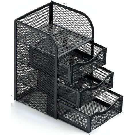 Boîte de rangement de bureau, boîte de rangement pour bureau, école, maison, fournitures quotidiennes, porte-stylo en fer forgé (1/5)