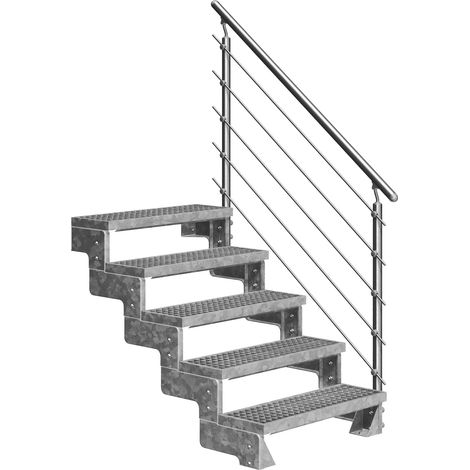 Dolle Außentreppe Gardentop 90-110cm Geschosshöhe mit Gitterrost 100cm breit mit Prova-Geländer