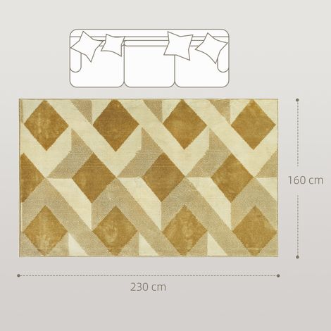 Tapis de salon moderne, hypoallergénique, lavable, effet 3D, 230 x 160 cm, jaune (1/5)