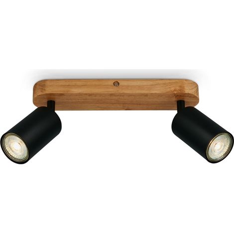 Deckenstrahler - schwenkbar, GU10 Fassung, 2-flammig, schwarz-holz