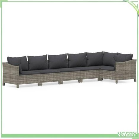 Salon de jardin - FAFEICY - 3187276 - 6 places - Résine tressée - Modulable - Gris (1/5)