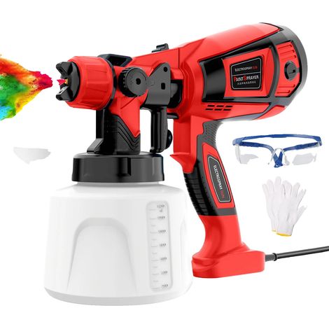 Pistolet à Peinture, Contrôle de Débit Ajustable, Options de Buse Multiples, Rouge (1/2)