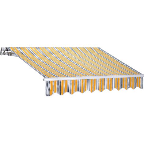 Tenda da sole estensibile 250 x 200 centimetri tenda parasole barra quadra tenda da sole con manovella colore giallo rigato