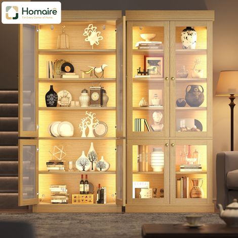 Schrank natur en MDF 160 x 40 x 180 cm MDF höhenverstellbar HOMAIRE (1/5)