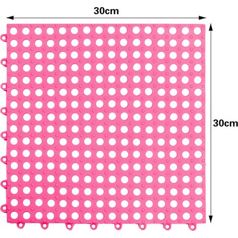 Lot de 2 tapis de douche carrés antidérapants avec points de support cylindriques, pour baignoire et balcon, rose.