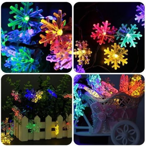 GUIRLANDE LUMINEUSE INTERIEURE Guirlande lumineuse de flocon de neige, St.Patricks de 5M 50 Pcs LED à piles fairy (1/4)