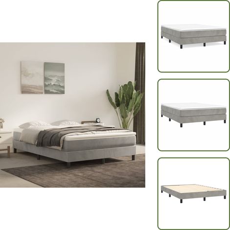 Boxspringbett mit Matratze Hellgrau 140x200 cm Samt - Samtbett - Boxspringbett - Doppelbett - Bettauflage - Matratze (1/5)