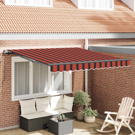 Toldo Retráctil Naranja y marrón 300 x 250 cm Poliéster y Acero