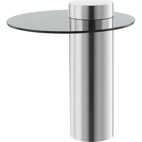 Tavolino Ontario in acciaio inox e vetro grigio (1/3)