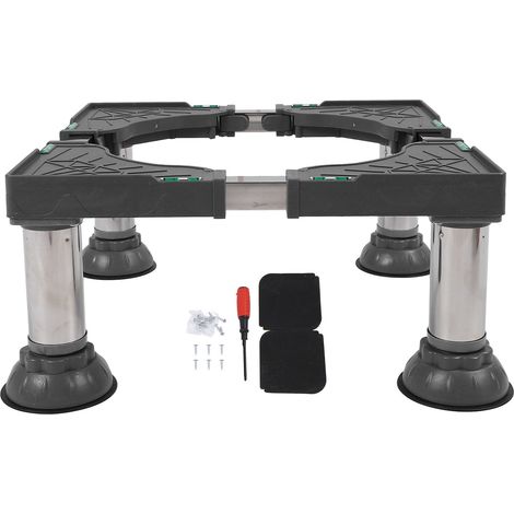 Base de support de Machine à laver, en acier inoxydable, en caoutchouc, longueur réglable en hauteur, socle de lave-linge pour réfrigérateur, appareil ménager (1/5)